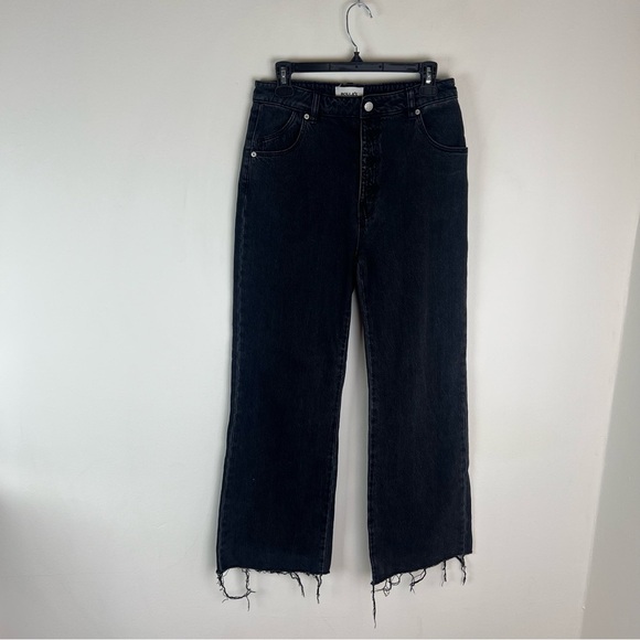 Rolla's Eastcoast Crop High Rise Flare Jeans black Raw Hem Size 30 - Picture 3 of 10
